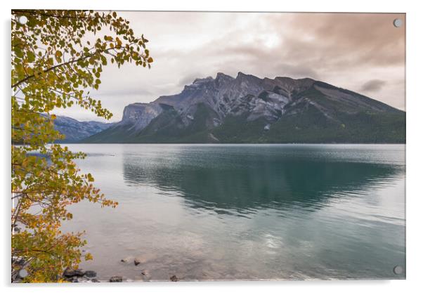 Changing colours at Lake Minnewanka, Canada Acrylic by Jonathon barnett