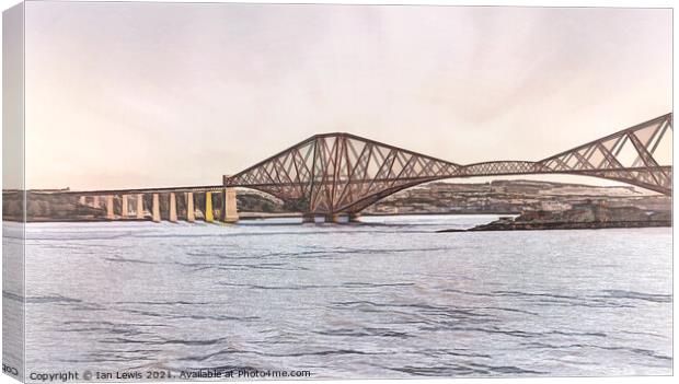 The Forth Bridge as Digital Art Canvas Print by Ian Lewis