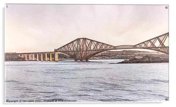 The Forth Bridge as Digital Art Acrylic by Ian Lewis