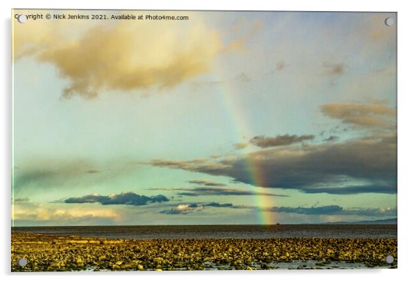 Rainbow off Llantwit Major Beach Glamorgan Coast   Acrylic by Nick Jenkins