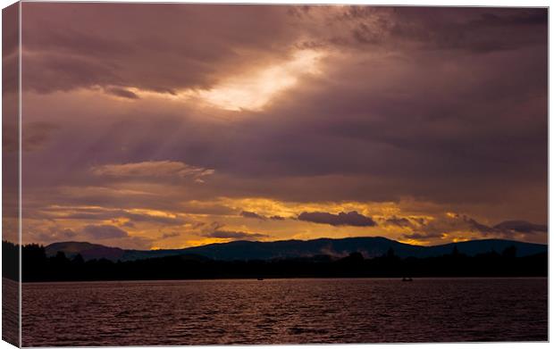Sunset Lake Menteith Canvas Print by Jacqi Elmslie