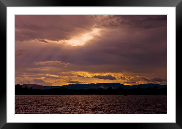 Sunset Lake Menteith Framed Mounted Print by Jacqi Elmslie
