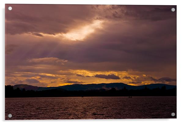 Sunset Lake Menteith Acrylic by Jacqi Elmslie