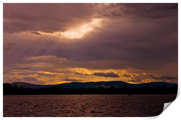 Sunset Lake Menteith Print by Jacqi Elmslie