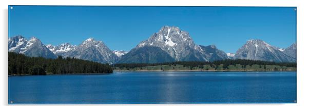 The Grand Tetons and Jenny Lake Panoramic Acrylic by Adrian Beese