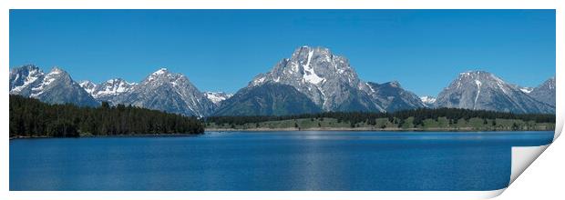 The Grand Tetons and Jenny Lake Panoramic Print by Adrian Beese