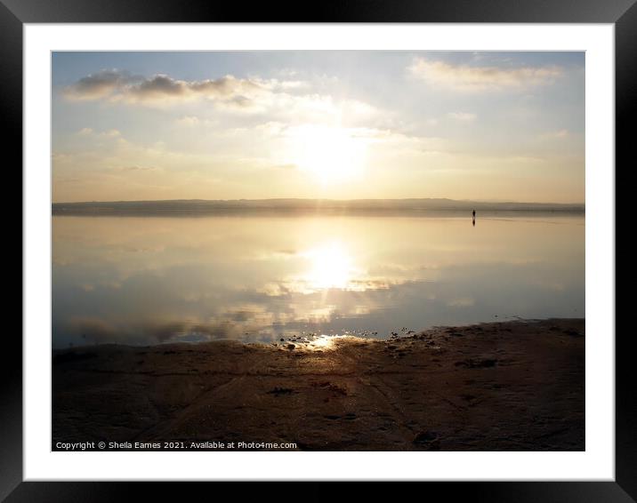 Sunset over the Salt Lakes at Torrevieja, Spain Framed Mounted Print by Sheila Eames