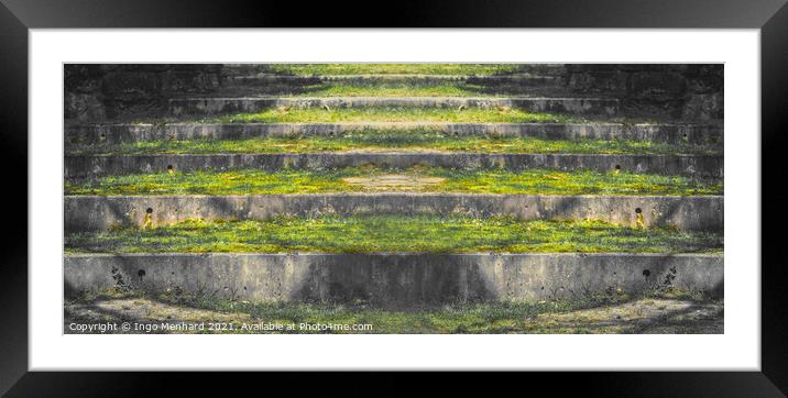 Abstract stone stairs scenery in nature Framed Mounted Print by Ingo Menhard