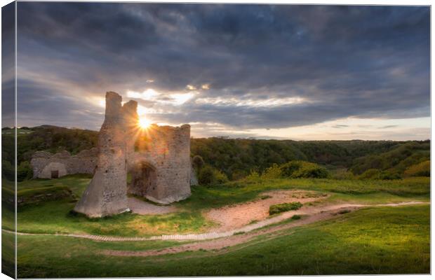 Pennard castle Sunset Canvas Print by Leighton Collins
