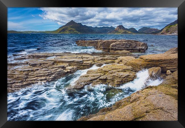 Elgol Waves - Isle of Skye Framed Print by John Frid