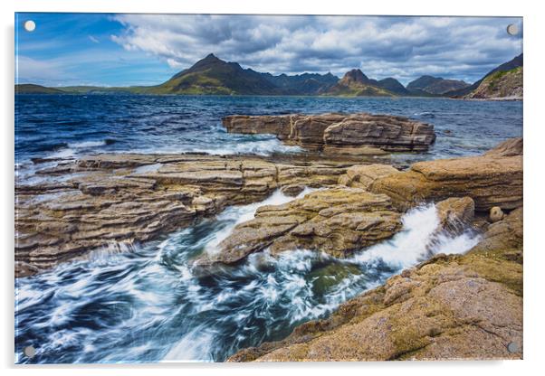Elgol Waves - Isle of Skye Acrylic by John Frid