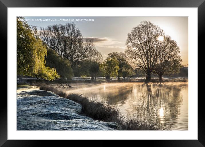 Light reflections on a misty day Framed Mounted Print by Kevin White