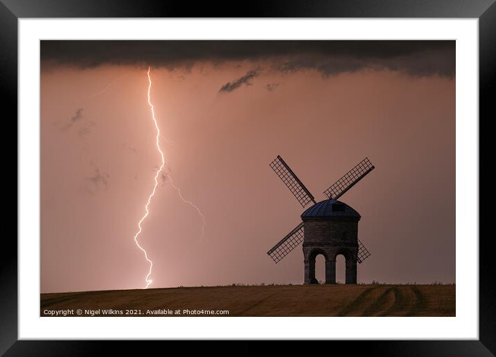 Lightning at Chesterton Windmill Framed Mounted Print by Nigel Wilkins