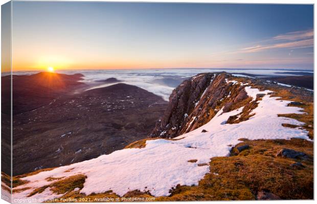 Sunrise over Glen Affric from the summit of Sgurr Na Lapaich, Highland, Scotland Canvas Print by Justin Foulkes