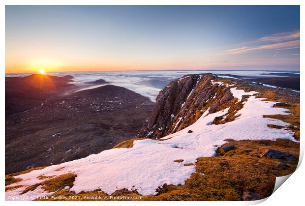 Sunrise over Glen Affric from the summit of Sgurr Na Lapaich, Highland, Scotland Print by Justin Foulkes