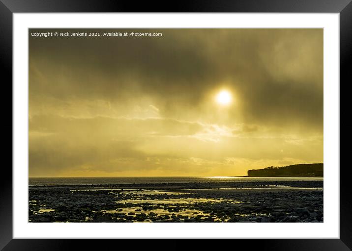Llantwit Major Beach looking West South Wales Coas Framed Mounted Print by Nick Jenkins