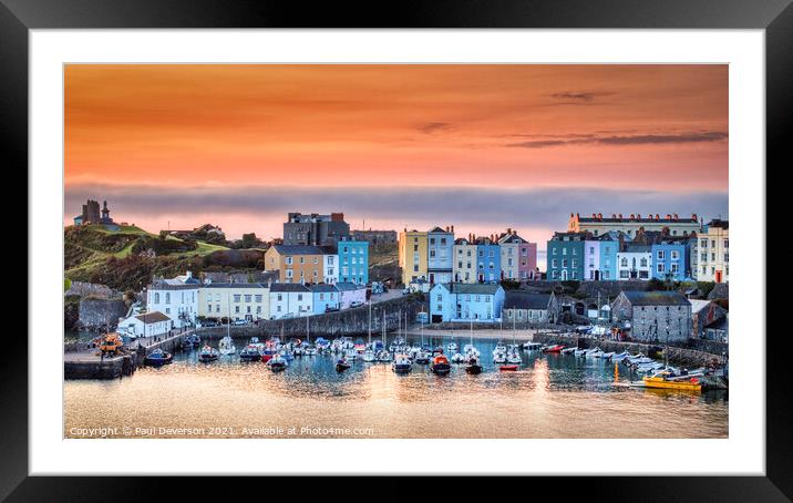 Tenby Harbour Sun Framed Mounted Print by Paul Deverson