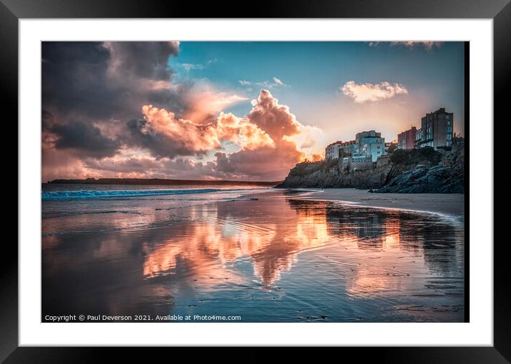 Tenby South Beach Sunset  Framed Mounted Print by Paul Deverson