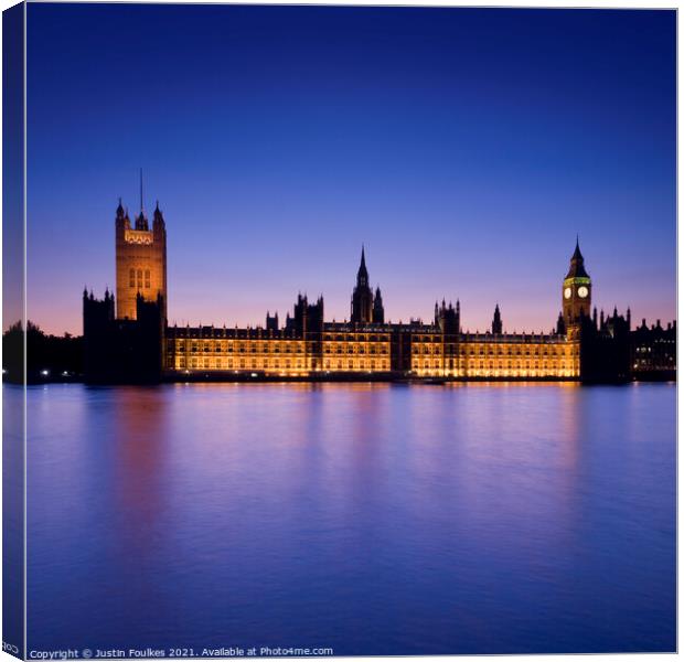 The Houses of Parliament and Big Ben, London Canvas Print by Justin Foulkes