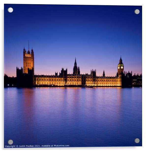 The Houses of Parliament and Big Ben, London Acrylic by Justin Foulkes