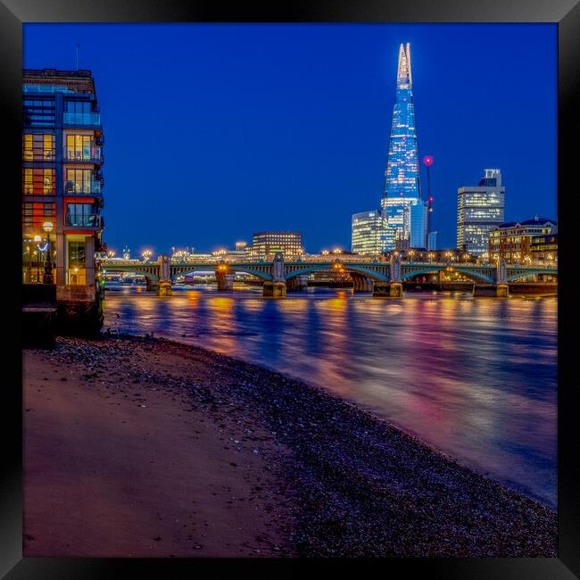 River Thames Blue Hour Framed Print by peter tachauer