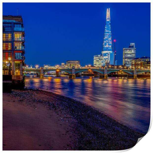 River Thames Blue Hour Print by peter tachauer
