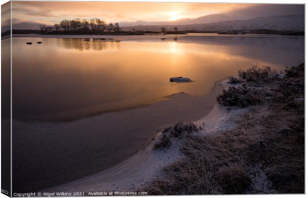 Sunrise at Loch Ba Canvas Print by Nigel Wilkins