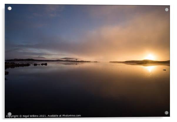 Loch Ba Sunrise Acrylic by Nigel Wilkins