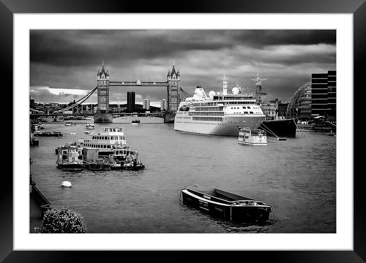 Thames traffic Framed Mounted Print by Kevin Elias