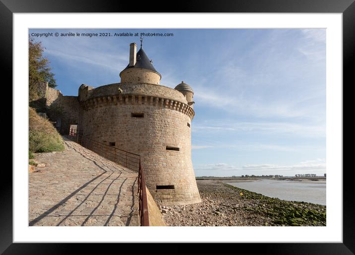 Tower in the ramparts of Mont Saint-Michel Framed Mounted Print by aurélie le moigne