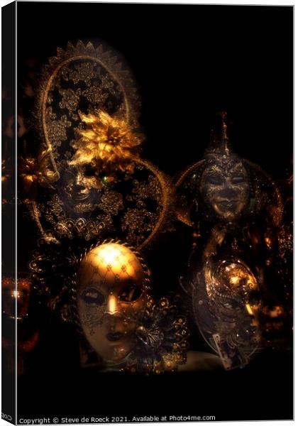 Ghostly Golden Masks Canvas Print by Steve de Roeck