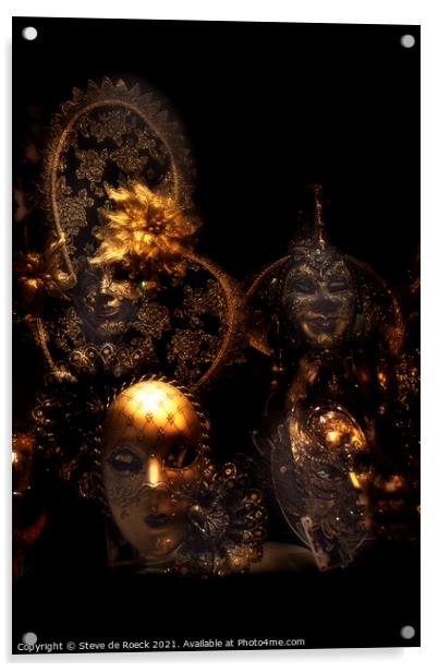 Ghostly Golden Masks Acrylic by Steve de Roeck