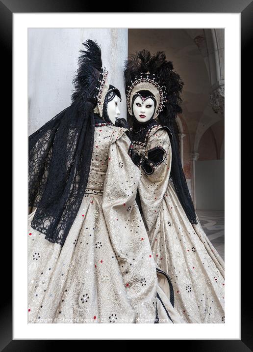 Black & White At The Carnival Of Venice Framed Mounted Print by Steve de Roeck