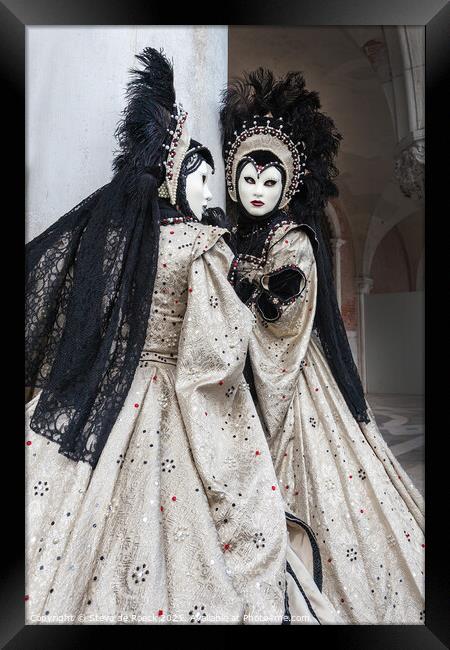 Black & White At The Carnival Of Venice Framed Print by Steve de Roeck
