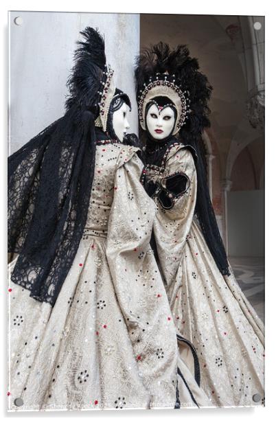 Black & White At The Carnival Of Venice Acrylic by Steve de Roeck