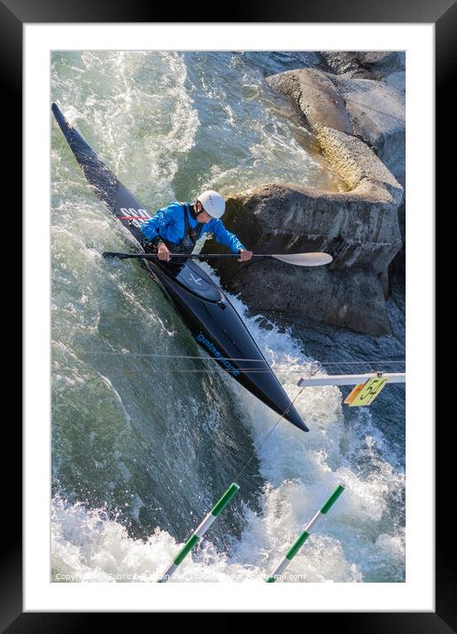 Sport Wild Water Canoe Slalom Kayak Watersports Framed Mounted Print by Fabrizio Malisan