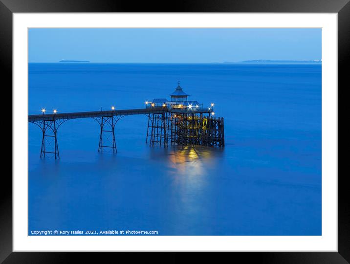 Clevedon Pier flat holm Framed Mounted Print by Rory Hailes