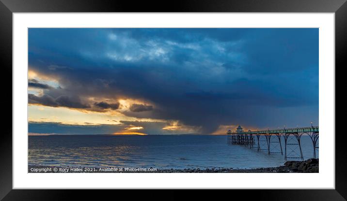 Clevedon Pier at sunset Framed Mounted Print by Rory Hailes