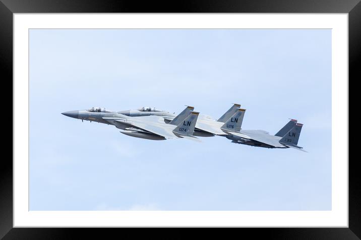 Two F-15C Eagles with an F-15E Strike Eagle Framed Mounted Print by Jason Wells
