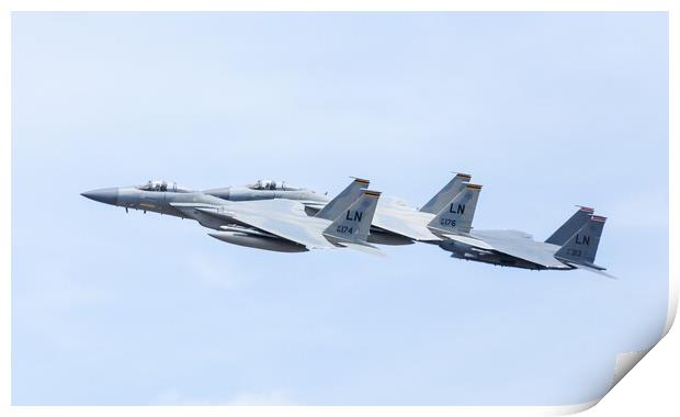 Two F-15C Eagles with an F-15E Strike Eagle Print by Jason Wells