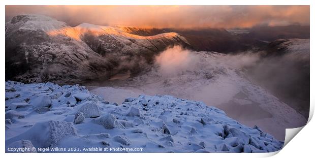Great End Winter View Print by Nigel Wilkins