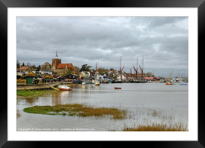 Maldon Hythe and church Framed Mounted Print by Diana Mower