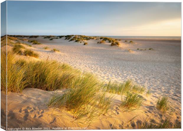 Serenity of Wells and Holkham Beach Canvas Print by Rick Bowden