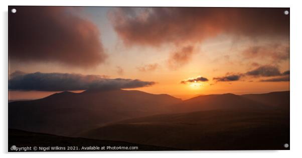 Mountain Sunset Acrylic by Nigel Wilkins