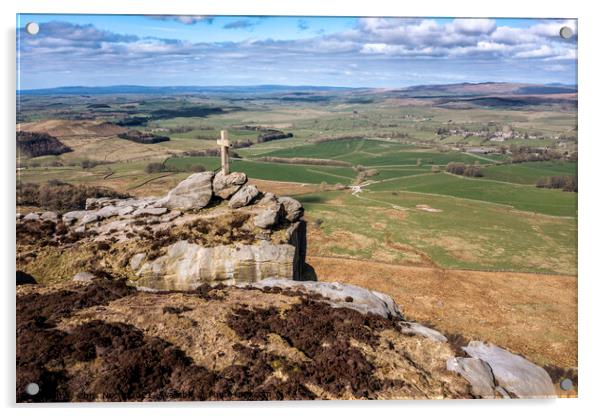 Rylstone Cross On Barden Moor Acrylic by Chris North