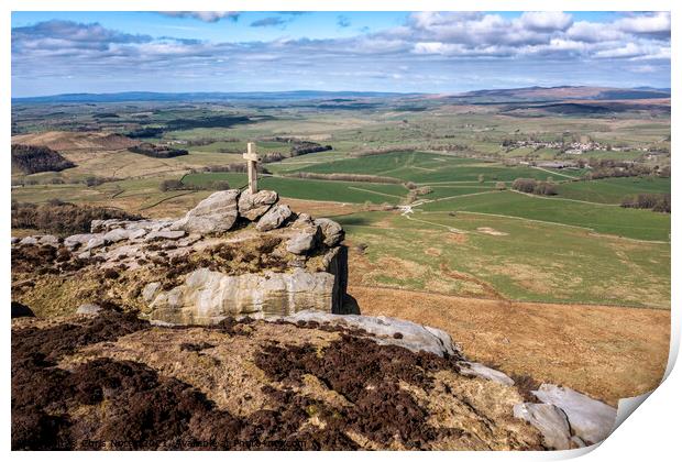 Rylstone Cross On Barden Moor Print by Chris North