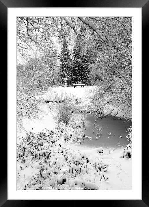 Snow covered Seat Winter Park Framed Mounted Print by Allan Bell