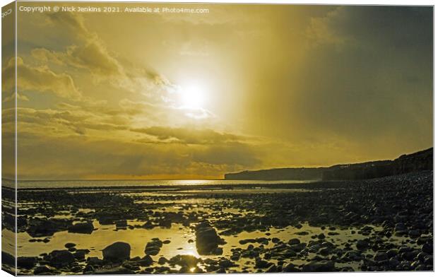 Late one April Afternoon Llantwit Major Beach Canvas Print by Nick Jenkins