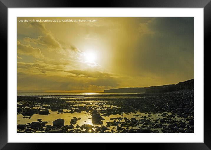 Late one April Afternoon Llantwit Major Beach Framed Mounted Print by Nick Jenkins