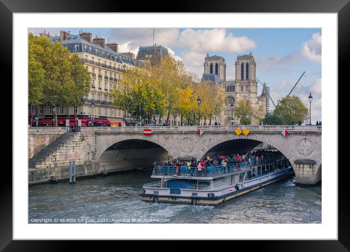 Tour by the Seine river Framed Mounted Print by Vicente Sargues